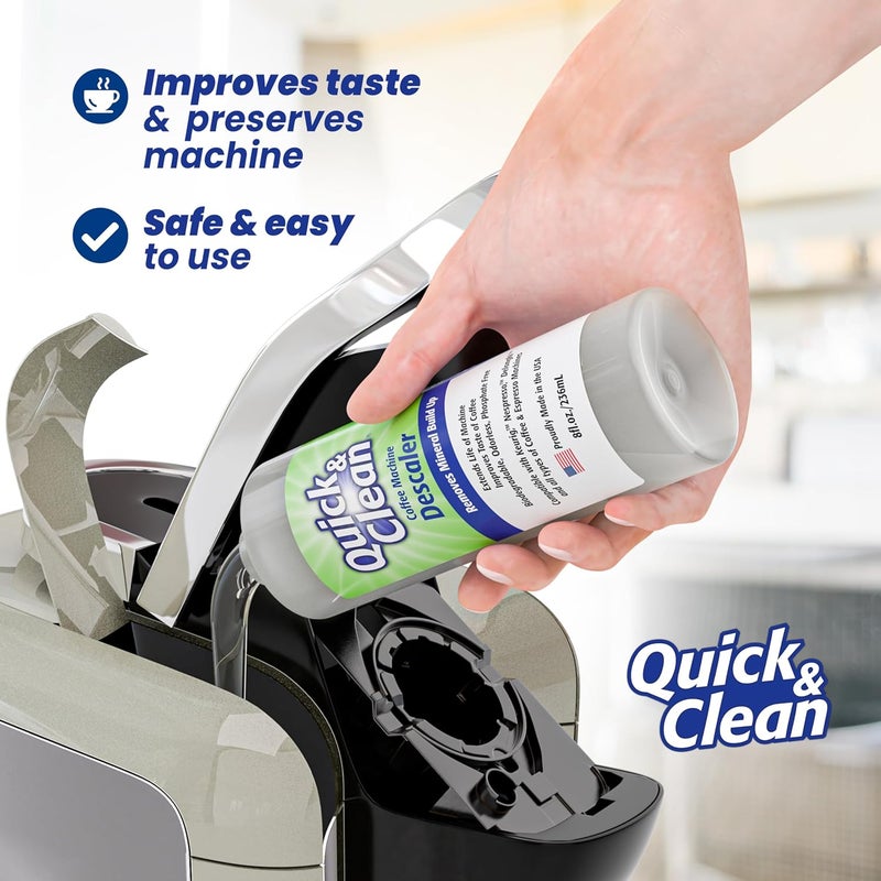 QUICK CLEAN 2-Pack Descaler (4 Total Uses) - Made in the USA - Descaling Solution for Keurig, Nespresso, Ninja, Delonghi, Coffee and Espresso Machines - Image 2